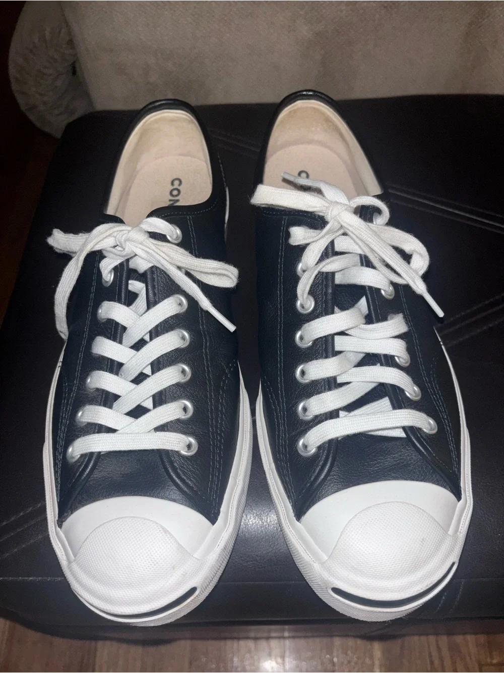 Converse Jack Purcell Leather Sneaker Black Low Top Men’s 10 Women’s 11.5 - Picture 2 of 9